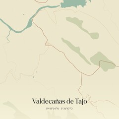 Fototapeta premium Retro Spanish map of Valdeca�as de Tajo, Extremadura. Vintage street map.