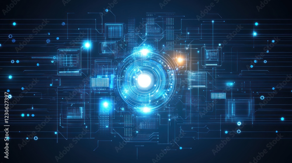 Aufkleber Abstract Digital Network System Interface Design