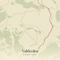 Fototapeta premium Retro Spanish map of Valdeolea, Cantabria. Vintage street map.