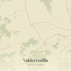Obraz premium Retro Spanish map of Valderrodilla, Castilla y Le�n. Vintage street map.
