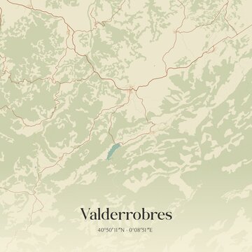 Retro Spanish map of Valderrobres, Arag�n. Vintage street map.