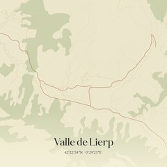 Obraz premium Retro Spanish map of Valle de Lierp, Arag�n. Vintage street map.