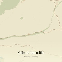Fototapeta premium Retro Spanish map of Valle de Tabladillo, Castilla y Le�n. Vintage street map.