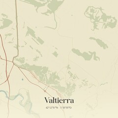 Retro Spanish map of Valtierra, Comunidad Foral de Navarra. Vintage street map.