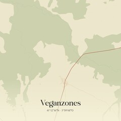 Fototapeta premium Retro Spanish map of Veganzones, Castilla y Le�n. Vintage street map.