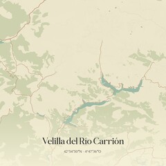 Fototapeta premium Vintage map of Velilla del Rio Carrion, Spain.