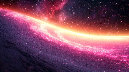 Big data visualization concept with glowing lines on abstract technology background in minimalistic bright light tones with modern blurred space on the side