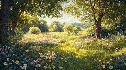 Flowers in the spring forest. Spring nature concept.