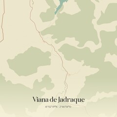 Obraz premium Retro Spanish map of Viana de Jadraque, Castilla-La Mancha. Vintage street map.