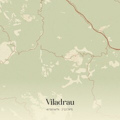 Fototapeta premium Retro Spanish map of Viladrau, Catalu�a. Vintage street map.