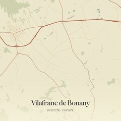 Fototapeta premium Retro Spanish map of Vilafranc de Bonany, Islas Baleares. Vintage street map.