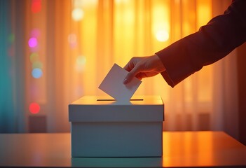 Casting a Ballot Voting in Election at Night