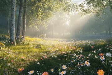 Obraz premium Flowers in the spring forest. Spring nature concept.