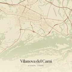 Fototapeta premium Vintage map of Vilanova del Cami, Spain.