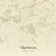 Fototapeta premium Retro Spanish map of Vilardev�s, Galicia. Vintage street map.