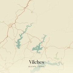 Fototapeta premium Retro Spanish map of Vilches, Andaluc�a. Vintage street map.