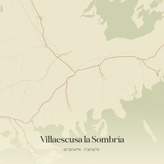 Obraz premium Vintage map of Villaescusa la Sombria, Spain.