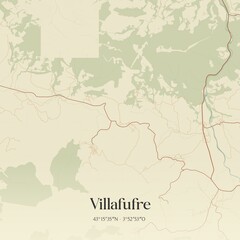 Retro Spanish map of Villafufre, Cantabria. Vintage street map.