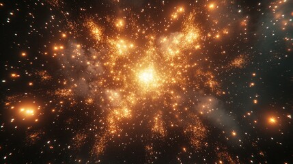 Fototapeta premium Golden Celestial Explosion Radiating Brilliance Across Darkness