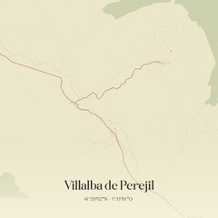 Retro Spanish map of Villalba de Perejil, Arag�n. Vintage street map.