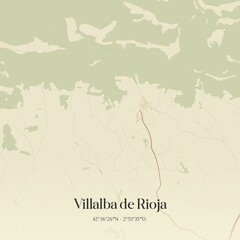 Obraz premium Retro Spanish map of Villalba de Rioja, La Rioja. Vintage street map.