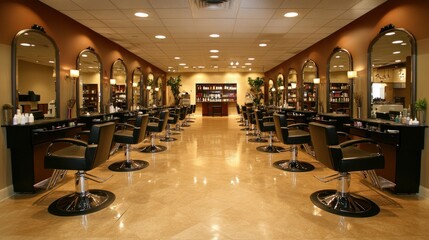 Elegant Hair Salon Interior Design With Modern Styling Stations