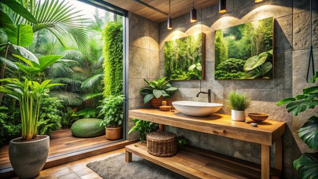 Transform your bathroom into a jungle-inspired oasis a green sanctuary for relaxation and renewal