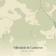 Obraz premium Retro Spanish map of Villoslada de Cameros, La Rioja. Vintage street map.