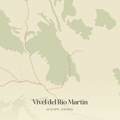 Obraz premium Vintage map of Vivel del Rio Martin, Spain.