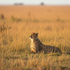 Naklejka premium cheetah in serengeti national park