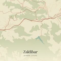 Obraz premium Retro Spanish map of Zaldibar, Pa�s Vasco. Vintage street map.