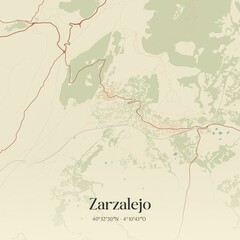 Fototapeta premium Retro Spanish map of Zarzalejo, Comunidad de Madrid. Vintage street map.