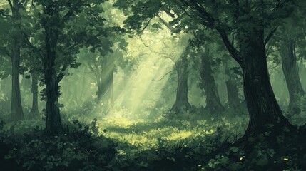Sunlit Path Through A Lush Green Forest