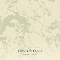 Obraz premium Retro Spanish map of Olmos de Ojeda, Castilla y Le�n. Vintage street map.