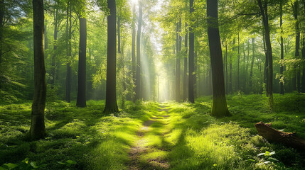 Obraz premium Wald im Frühling, Generative AI