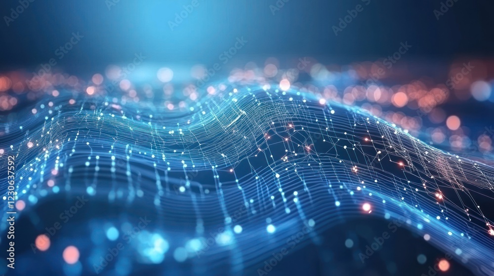 Poster abstract digital network wave showing connections