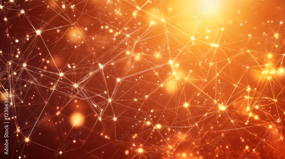 Poster Abstract Orange Network of Glowing Points and Lines