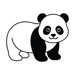 baby panda vector illustration line art on a white background