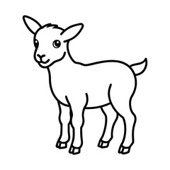 cute goat vector illustration line art on a white background