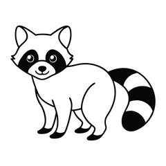 baby raccoon vector illustration line art on a white background