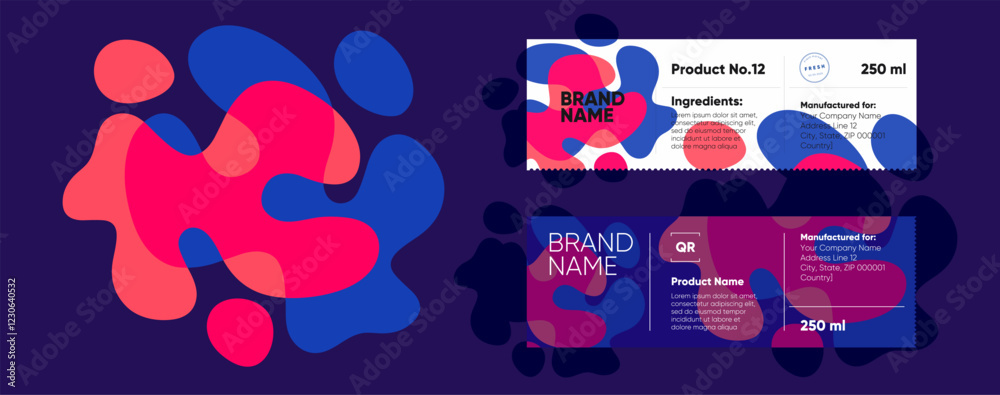 Wall mural abstract and colorful packaging design with bold fluid forms and structured typography. a perfect co