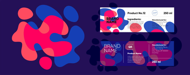 Abstract and colorful packaging design with bold fluid forms and structured typography. A perfect combination of art and branding.