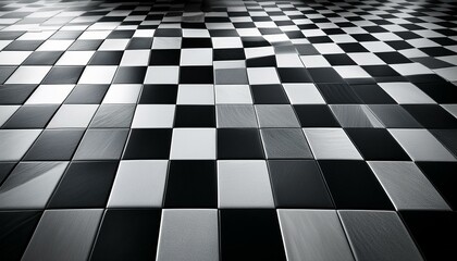 Naklejka premium striking black and white checkered floor tiles perfect for design projects or backgrounds clean modern geometric pattern