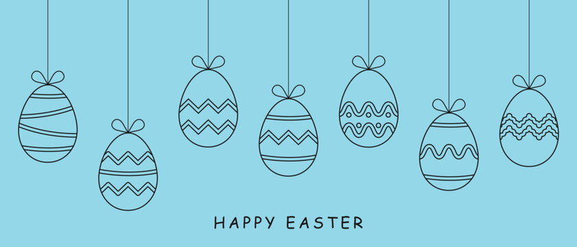 Happy Easter card with easter eggs.Modern minimal design.Vector illustration.