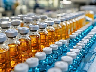 Colorful Pharmaceutical Bottles in a Modern Laboratory Setting