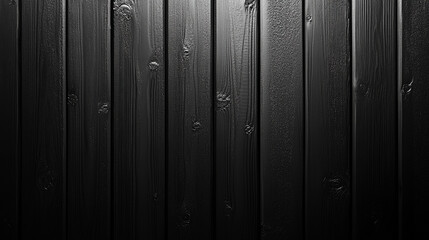 Black wood dark texture background from natural tree, showcasing dark, aged wooden surface of an old fence with a minimalist, blurred empty space and bright light tone