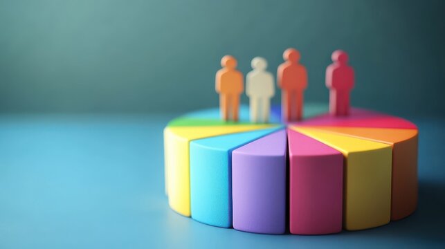 customer segmentation chart flat design front view market analysis 3D render Complementary Color Scheme