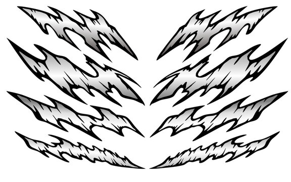 Black and grey livery design set for racing car or motorbike, car decal sticker