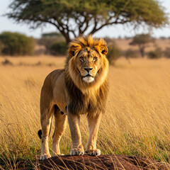 Naklejka premium lion in the savannah