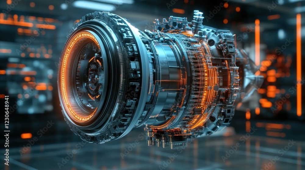 Poster futuristic engine design advanced technology mechanism